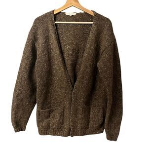 Vintage 80s Perry Ellis Men Hand Knit Kurt Cobain Wool Cardigan Sweater S Grunge